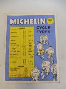 A Michelin Cycle Tyres pictorial advertisement showing retail prices 4th July 1955, 8 1/2 x 11".