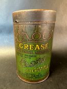 An Enots Grease cylindrical tin.