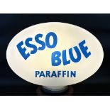 An Esso Blue Paraffin glass petrol pump globe by Hailware, cracks to the neck.