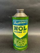 A Duckham's NOL Engine Oil cylindrical quart can.