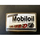 A Mobiloil for Motor-Cycles enamel lapel badge by W.O. Lewis.