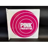 A new old stock Pink Paraffin double sided tin advertising sign in excellent condition, 16 x 16".