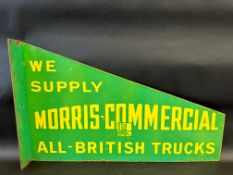 A Morris-Commercial All-British Trucks double sided enamel sign with hanging flange by Imperial