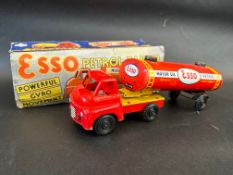 A boxed Welsotoys tinplate model of an articulated Esso petrol tanker.
