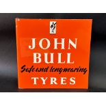 A John Bull Tyres double sided tin advertising sign with hanging flange, 10 x 10".