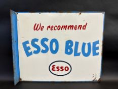 An Esso Blue double sided enamel sign with hanging flange, 22 x 18".