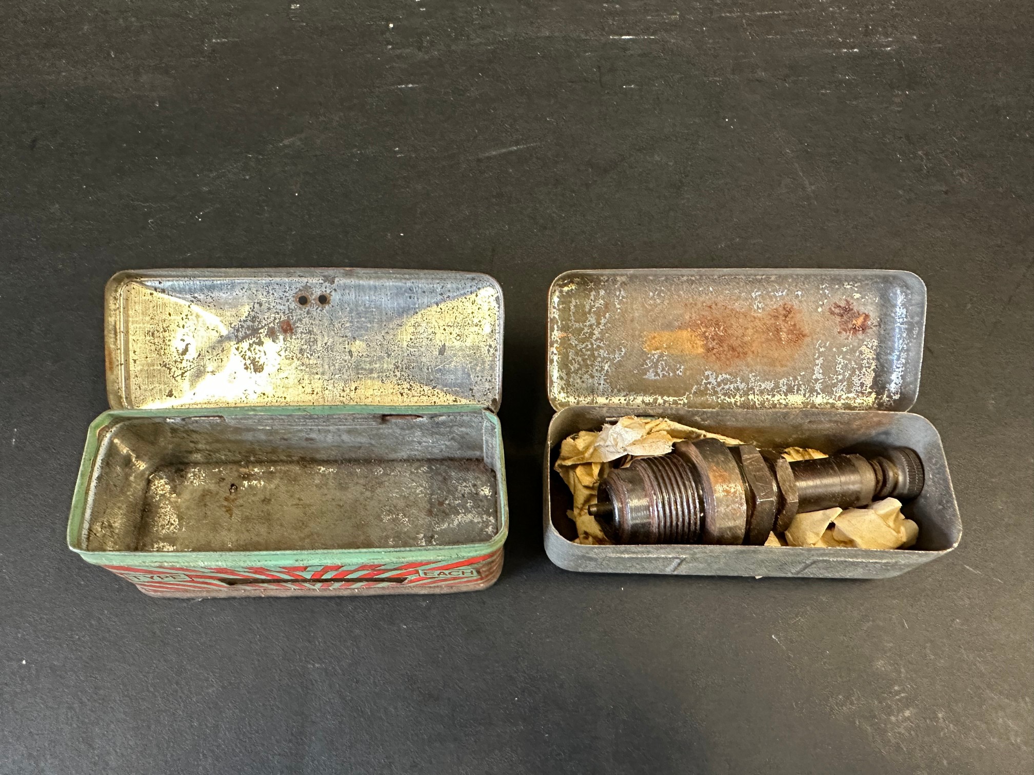 Two Massa spark plug tins, one with plug inside. - Image 3 of 3