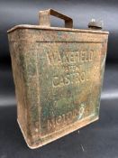 A Wakefield Castrol Motor Oil two gallon petrol can with plain cap.