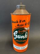 A Gunk Solution cylindrical quart can with an image on an aeroplane to the front.