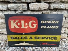 A KLG Spark Plugs 'Sales & Service' rectangular tin advertising sign, 22 x 14".