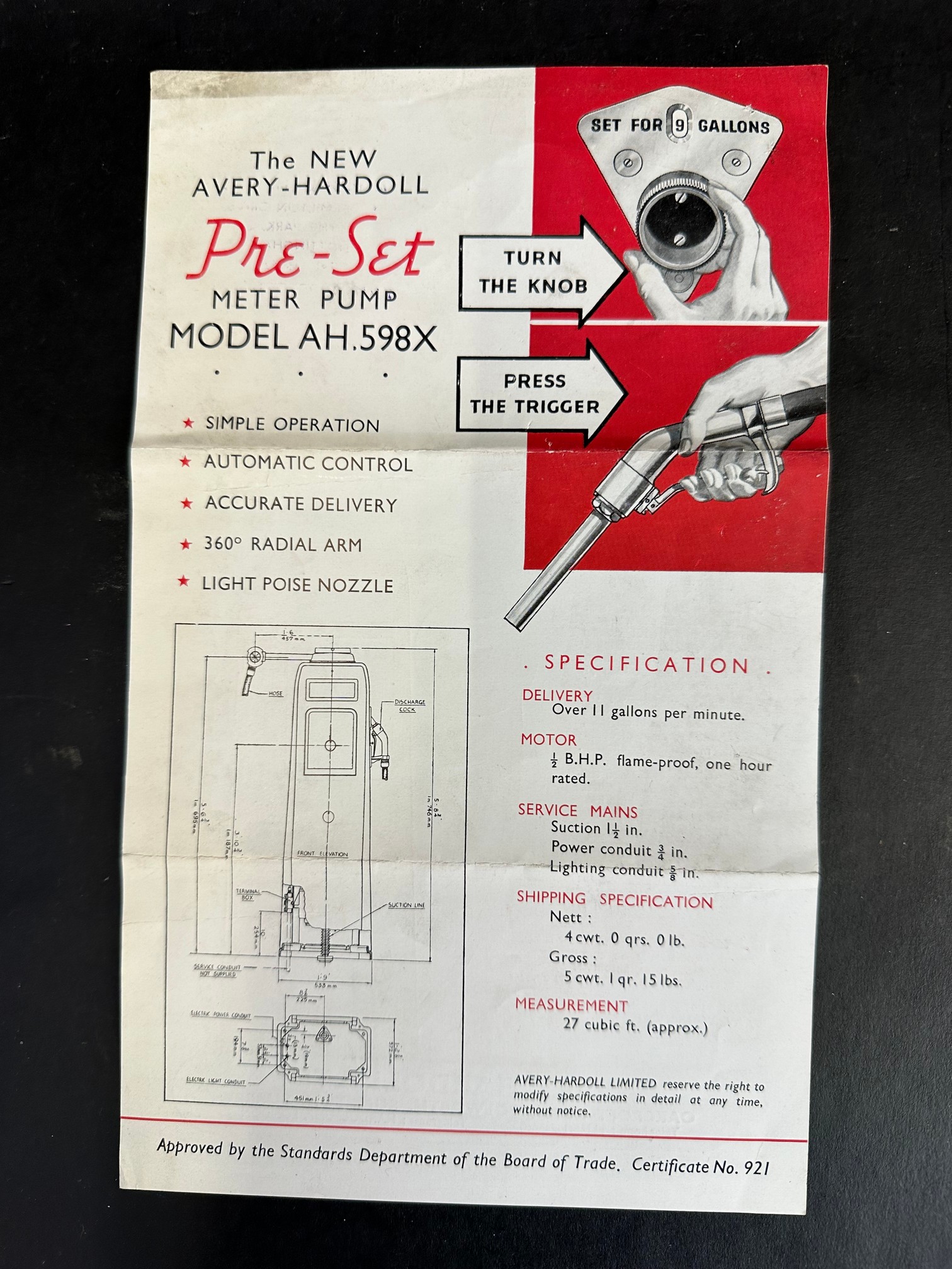 An Avery-Hardoll Pre-Set Meter Pump double sided advertising leaflet with garage stamp Raymond - Image 2 of 2