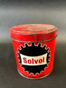 A Solvol 1lb grease tin of unusual design.