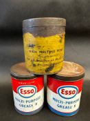 Two Esso Multi-Purpose Grease tins and one other.