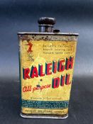 A Raleigh all-purpose oil triangular can.