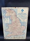 An RAC England & Wales and the Lowlands of Scotland tin map sign 17 3/4 x 23 1/2".