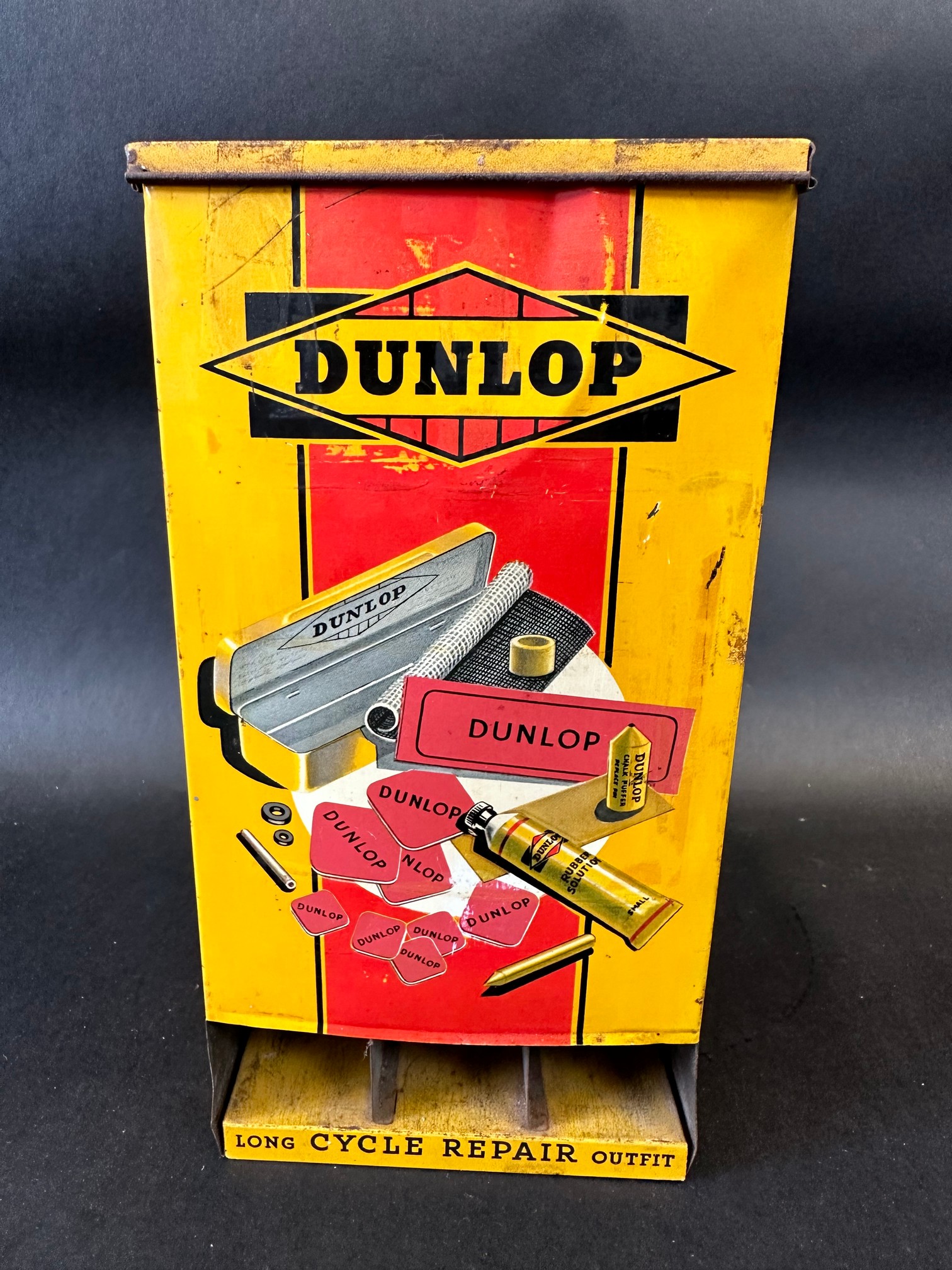 A Dunlop 'Silent Salesman' wall mounted tin cabinet dispensing cycle repair outfit tins. - Image 2 of 8