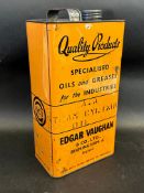 An Edgar Vaughan Oils and Greases gallon can.