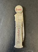 An Essolube penknife in the shape of a petrol pump, the globe marked Esso to both sides.
