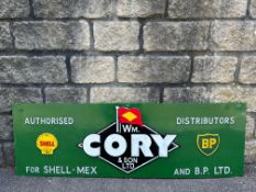 A Shell-Mex and B.P. Ltd embossed metal sign advertising 'Wm. Cory & Son Ltd, Authorised