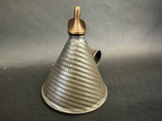 A Kayes Patent conical oiler with ribbed decoration, stamped 'D' no.7.
