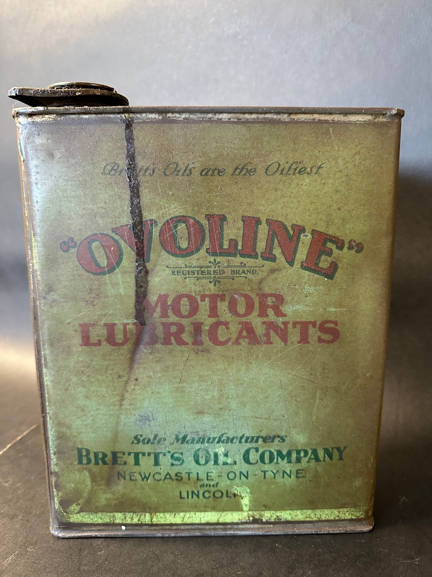 A rare Ovoline Motor Lubricants gallon can.