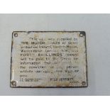 A small Motor Union of Great Britain and Ireland 40 shillings reward plaque, 4 x 3".