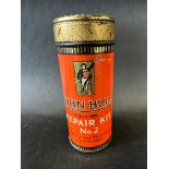 A John Bull Vulca-Grip Repair Kit No.2 cylindrical tin in good condition.