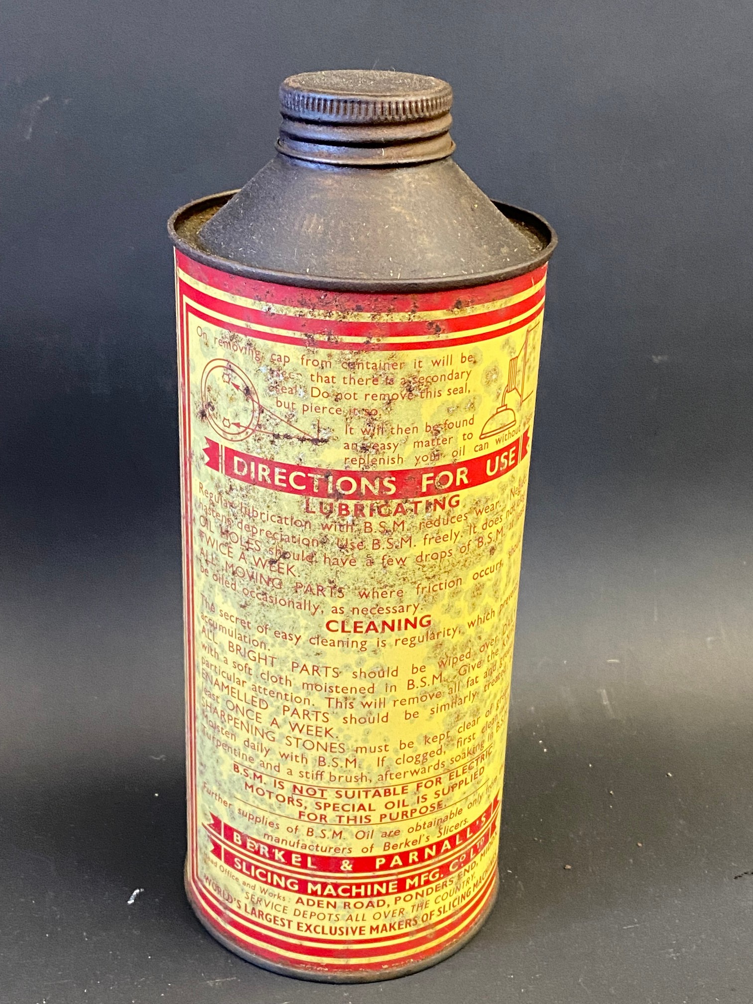 A BSM Oil quart cylindrical oil can. - Image 2 of 4