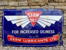 A rare Germ Oils 'For Increased Oiliness' rectangular enamel sign 60 x 36 1/4".