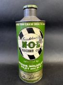 A Duckhams NOL Engine Oil quart cylindrical oil can, specified by the Morris, Wolseley, Riley and