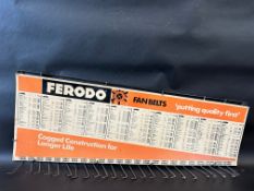 A Ferodo fan belts wall mounted display rack, 40 x 16 1/2".