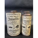 Two early Furmoto Chemical Co. Ltd car polish tins.