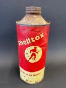 A Shelltox cylindrical quart can.