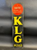 A Smiths KLG Plugs rectangular tin advertising sign, 6 x 24".