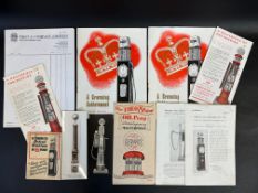 A rare group of Theo petrol and oil pump literature including brochures, headed paper etc.