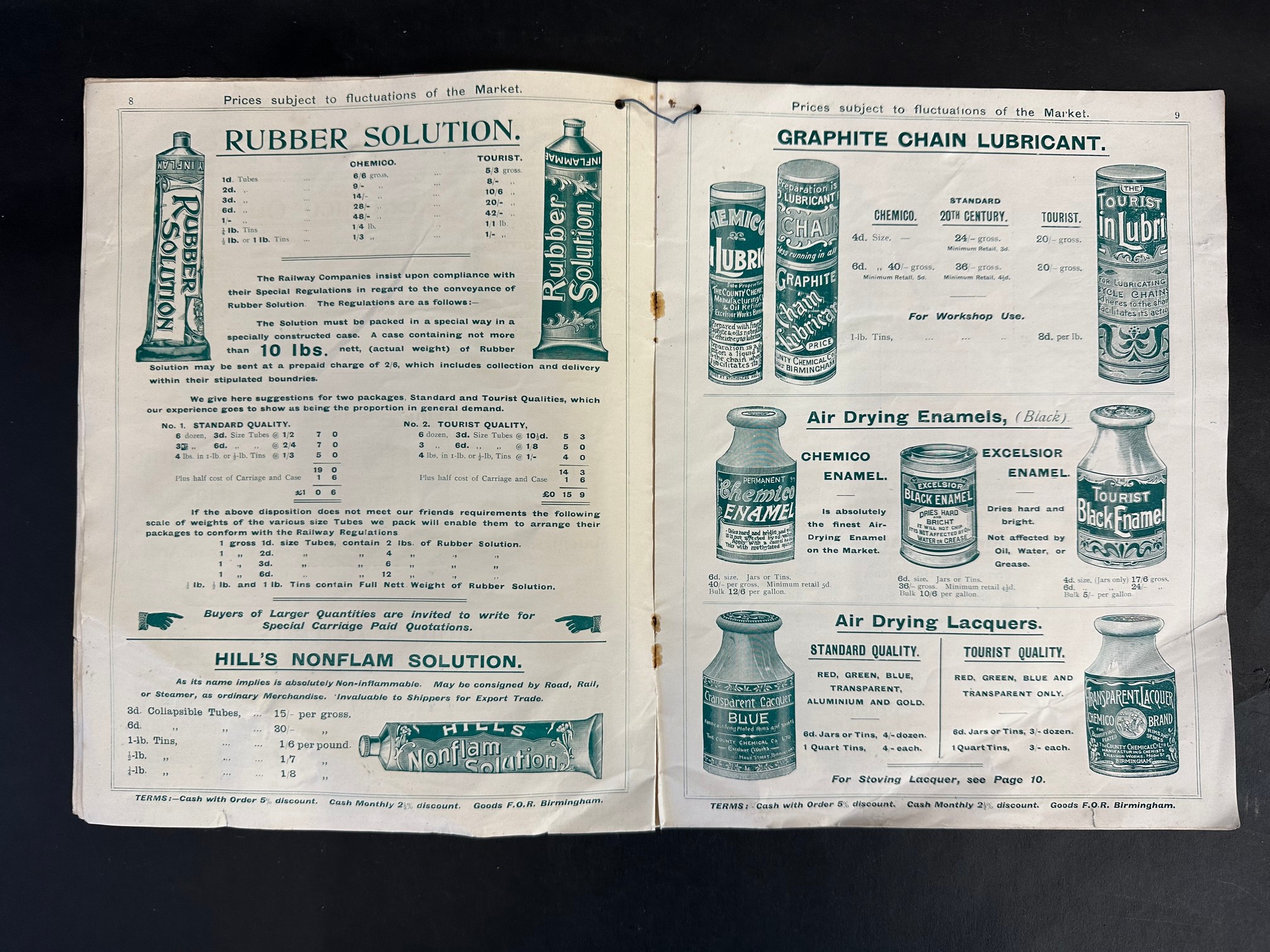 A rare 1904 price list for The County Chemical Company Limited (Chemico), Cycle & Motor Trade - Image 5 of 9
