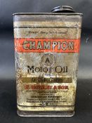 A rare S. Bowley & Son Champion Motor Oil quart can.