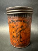 An early Holdtite cylindrical tin with paper label.