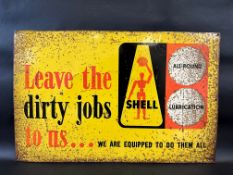 A rare Shell rectangular tin advertising sign with a design featuring the robotman figure on a