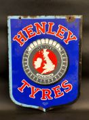 An unusual Henley Tyres double sided enamel sign by Franco, 15 x 20".