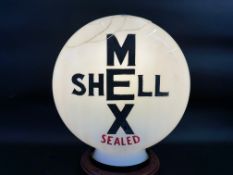 An early Shell Mex Sealed glass petrol pump globe, fully stamped underneath, badly damaged.