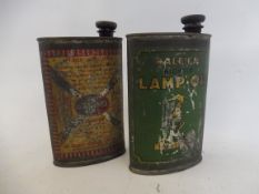 A Raleigh Bicycle Lamp Oil oval can and another for Searchlight.