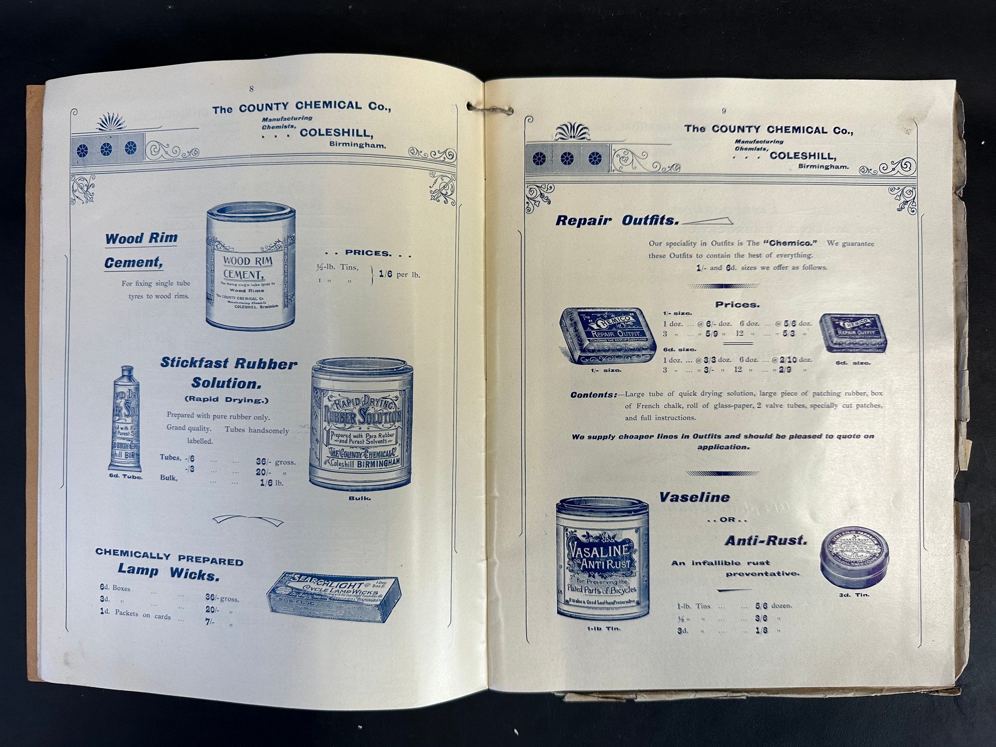 A rare 1898 revised price list for The County Chemical Co Cycle Season, fully illustrated throughout - Image 5 of 9