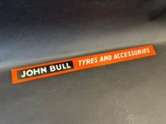 A John Bull Tyres and Accessories shelf strip.