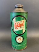 A Wakefield Castrol 'XL' Grade quart cylindrical oil can.