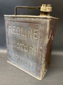 A Redline Motor Spirit two gallon petrol can by Valor, dated April 1926, rarer small lettering, with