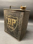 A BP Plus two gallon petrol can by Valor, dated April 1933 with shield decal and BP brass cap.
