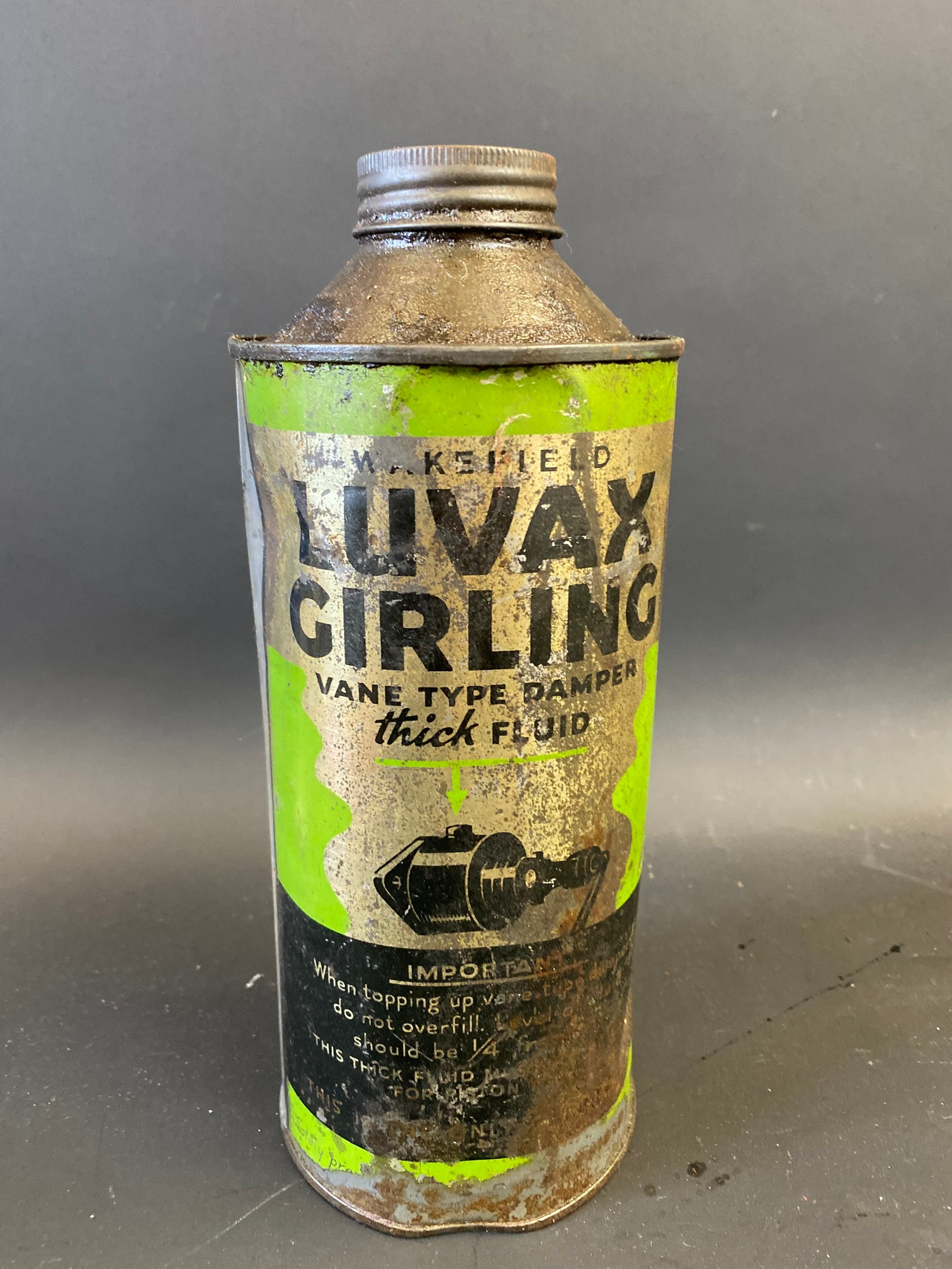 A Wakefield Luvax Girling cylindrical quart can. - Image 2 of 4