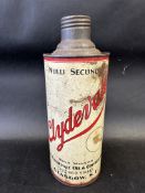 A Clydevale cylindrical quart oil can.
