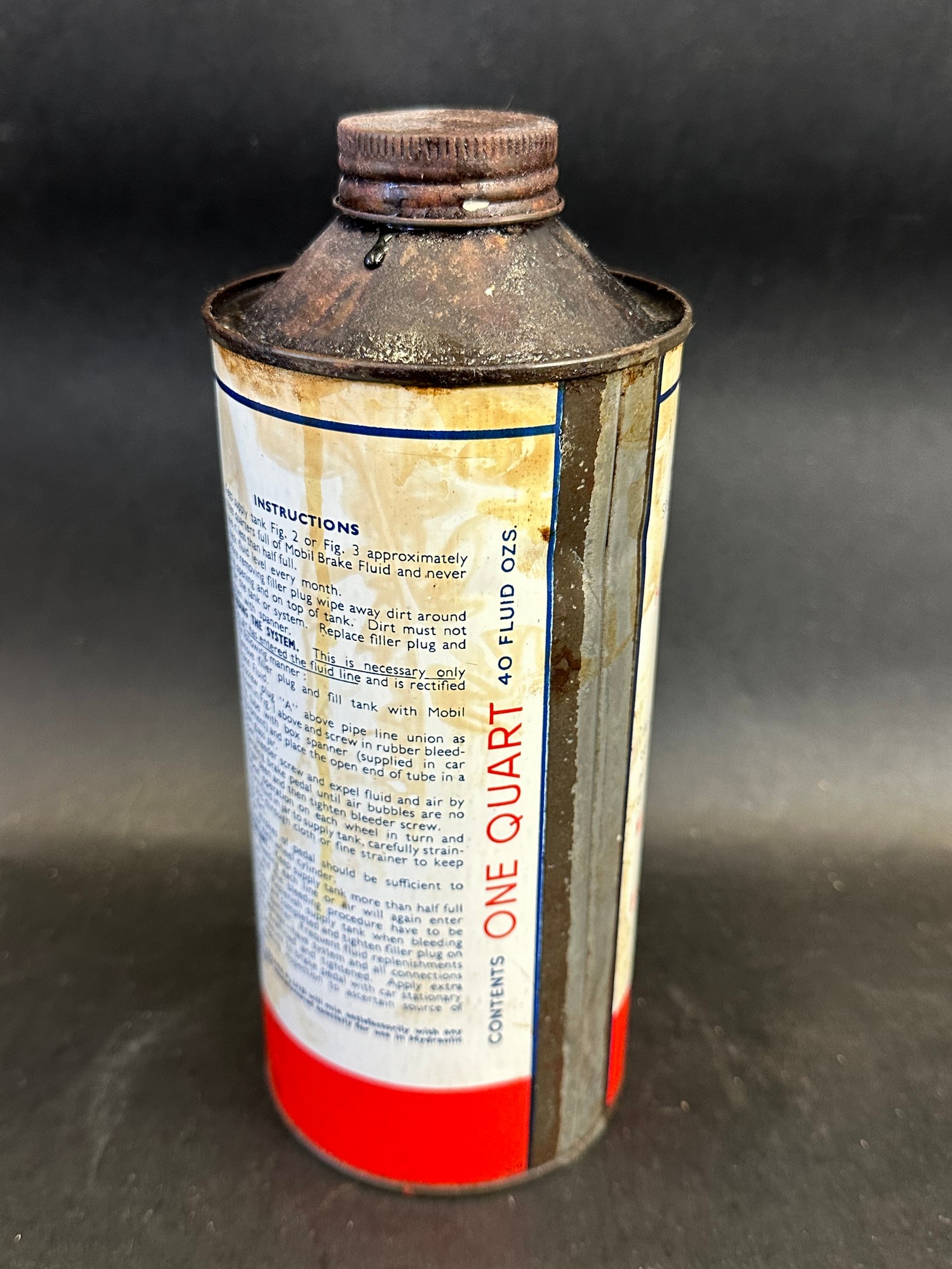 A Mobil Brake Fluid cylindrical quart can. - Image 2 of 5